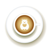 160x160 Kitty Coffee Latte Art Animal, Top View Shape Foam Art