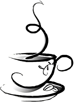 250x344 steam cup mug saucer art drawing blackandwhite coffee