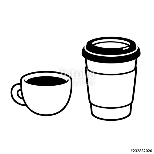 500x500 Two Coffee Cups Drawing Stock Image And Royalty Free Vector