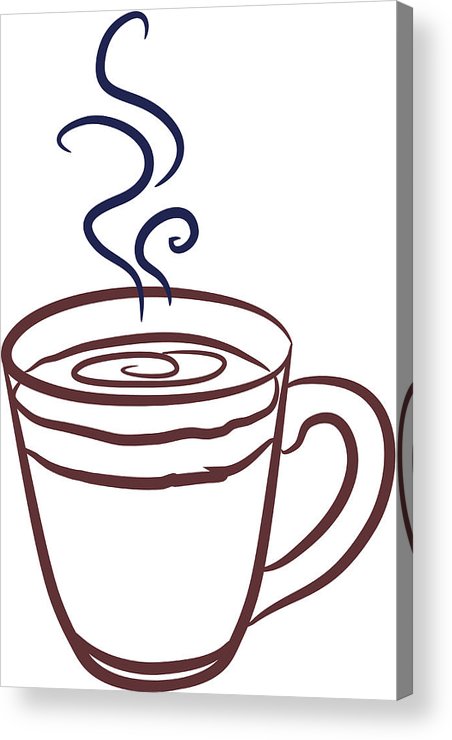 452x740 Clear Coffee Mug Line Drawing Outline With Blue Steam Swirls