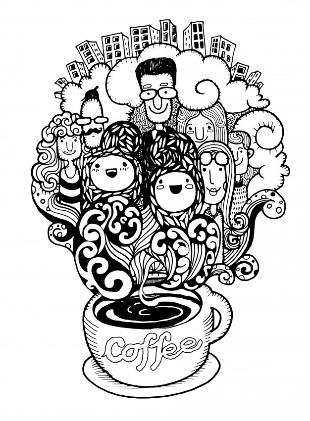 626x851 Hand Drawn Doodle Coffee Background, Illustrator Line Tools