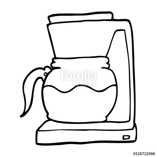 500x500 Line Drawing Cartoon Coffee Filter Machine Stock Image