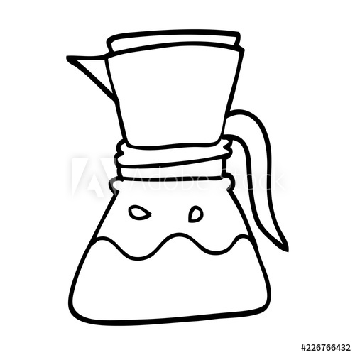 500x500 Line Drawing Cartoon Filter Coffee Maker
