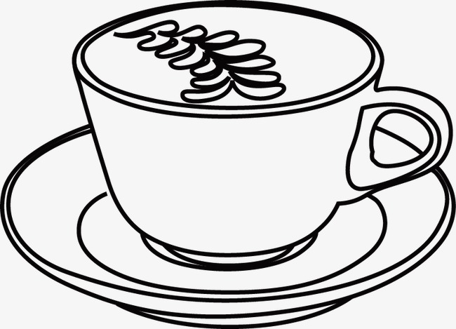 650x469 Coffee, Line Drawing, Black And White, Hand Painted Png Image