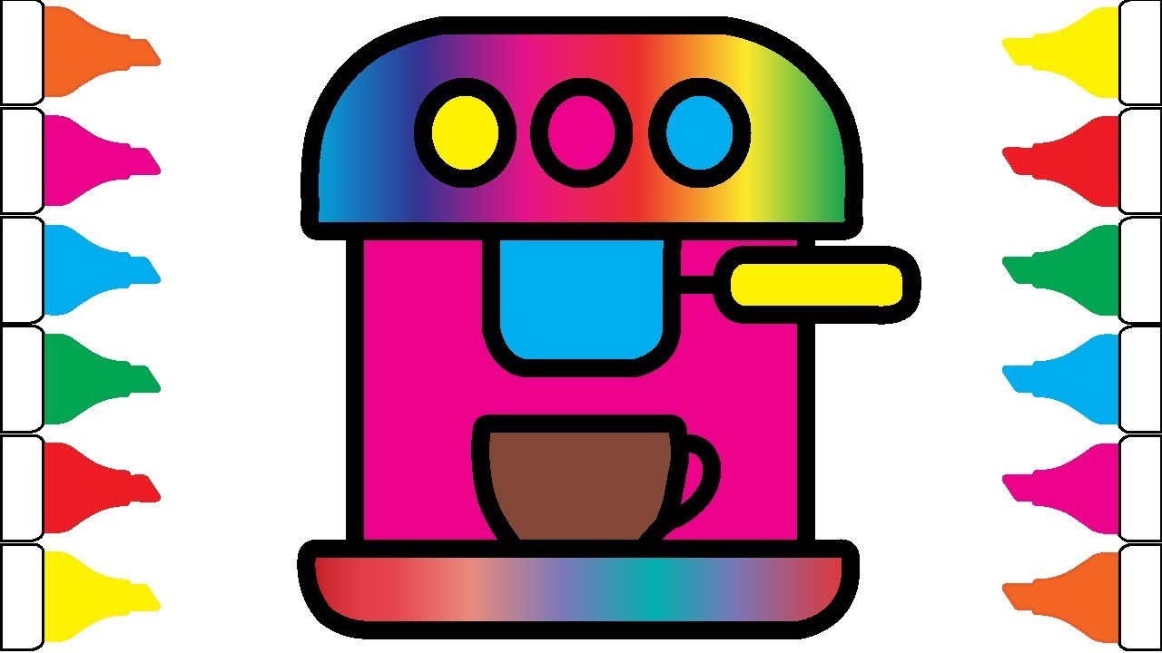 1280x720 Coffee Machine Drawing And Coloring For Kids Kitchenware