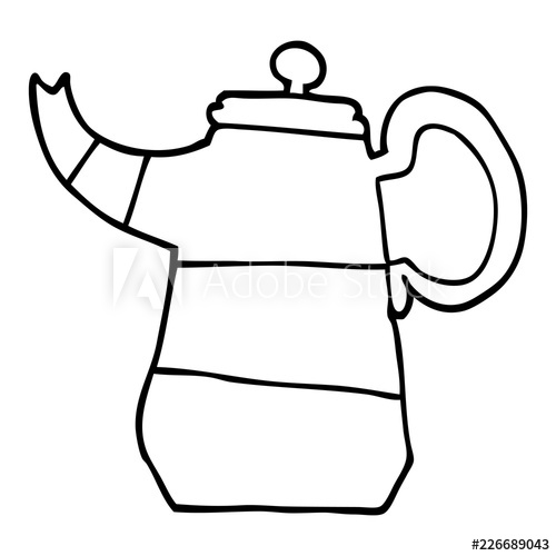 500x500 Line Drawing Cartoon Coffee Pot