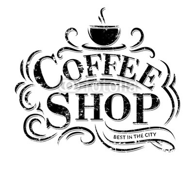 400x350 Coffee Shop Logo With Grunge Effect Retro Coffee Logo Vector