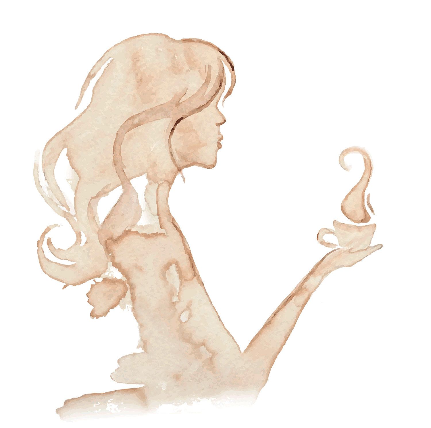 1500x1489 coffee stained girl coffee stain art