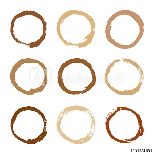 500x500 set of vector round coffee cup stain design elements on white set