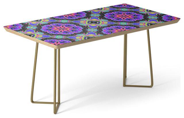 640x410 coffee table, birch, steel, drawing floral doodle