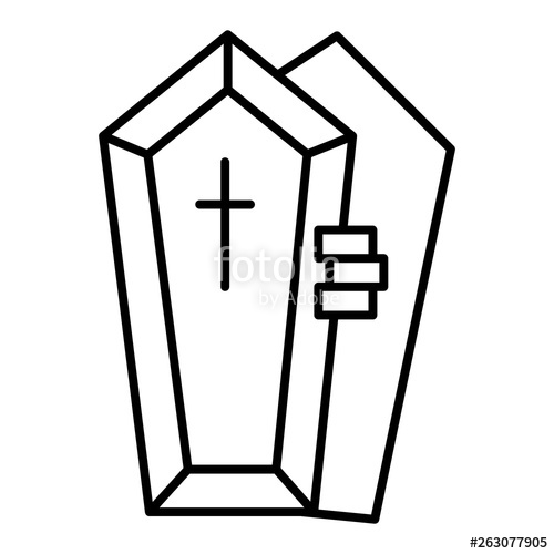 500x500 Opened Coffin With The Hand Thin Line Icon Dead Vector