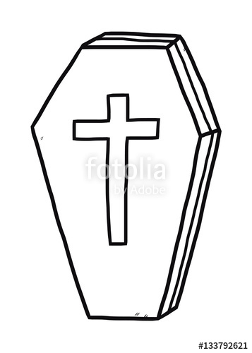 357x500 casket cartoon vector and illustration, black and white, hand