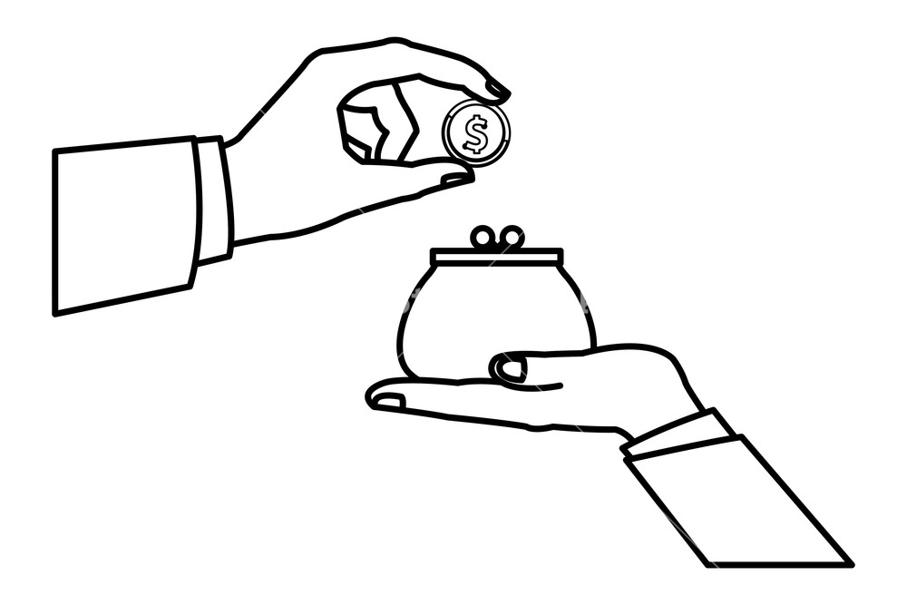 1000x667 Coins Purse With Arm Put In Coin Drawing In White Background