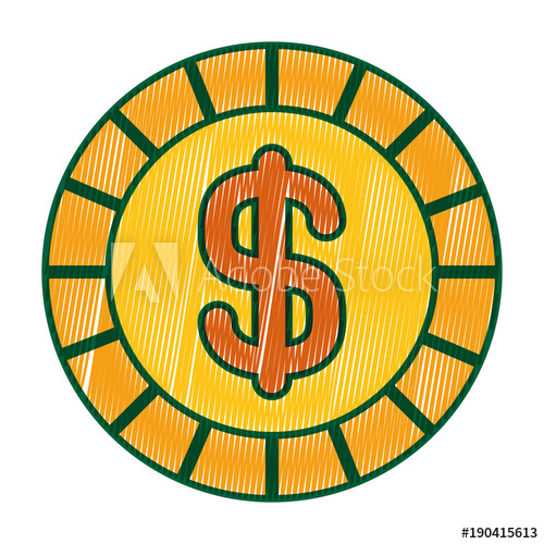 500x500 Golden Coin Money Dollar Cash Icon Vector Illustration Drawing