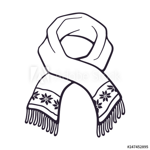 500x500 Vector Illustration Hand Drawn Doodle Of Winter Scarf