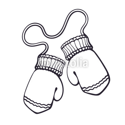400x400 Vector Illustration Hand Drawn Doodle Of Two Christmas Mitten