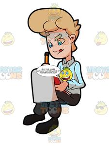 225x300 A Man Drawing Something On His Sketchpad Clipart Cartoons