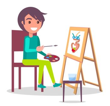 350x338 You Searched For Student Art College Drawing On The Easel Vector