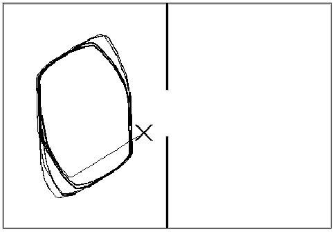 484x335 trajectory of an evolved robot doing collision avoidance without