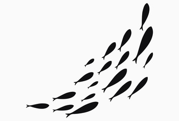 355x240 silhouettes of groups of sea fishes colony of small fish icon