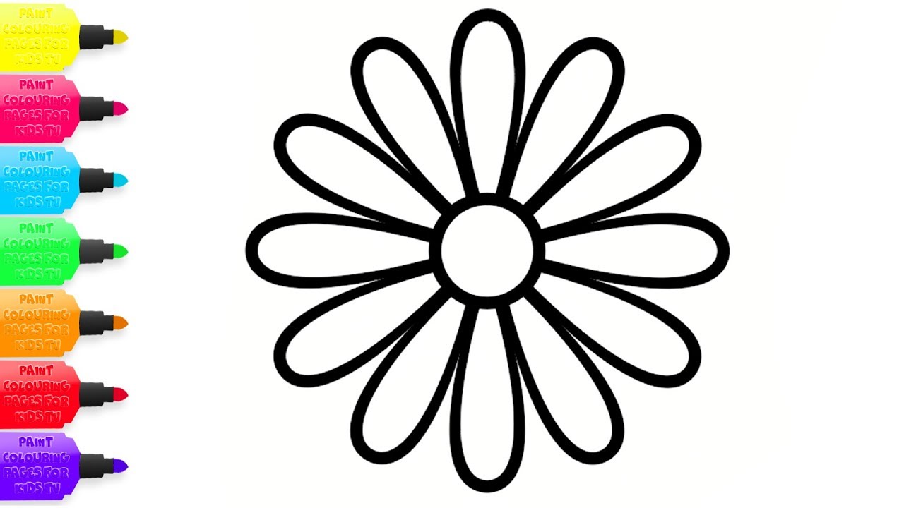 1280x720 Flowers Coloring With Glitters Learning Colors And Drawing