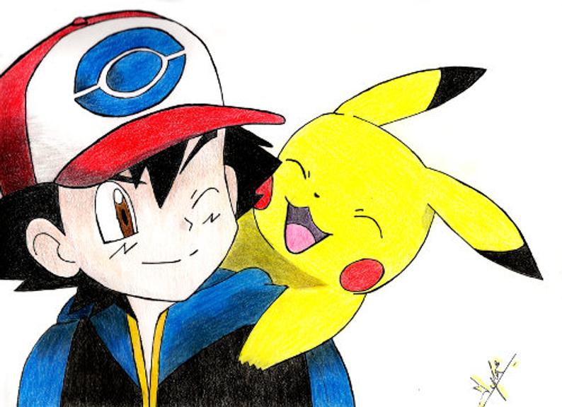 794x576 ash and pikachu pokemon pokemon art pikachu art print etsy