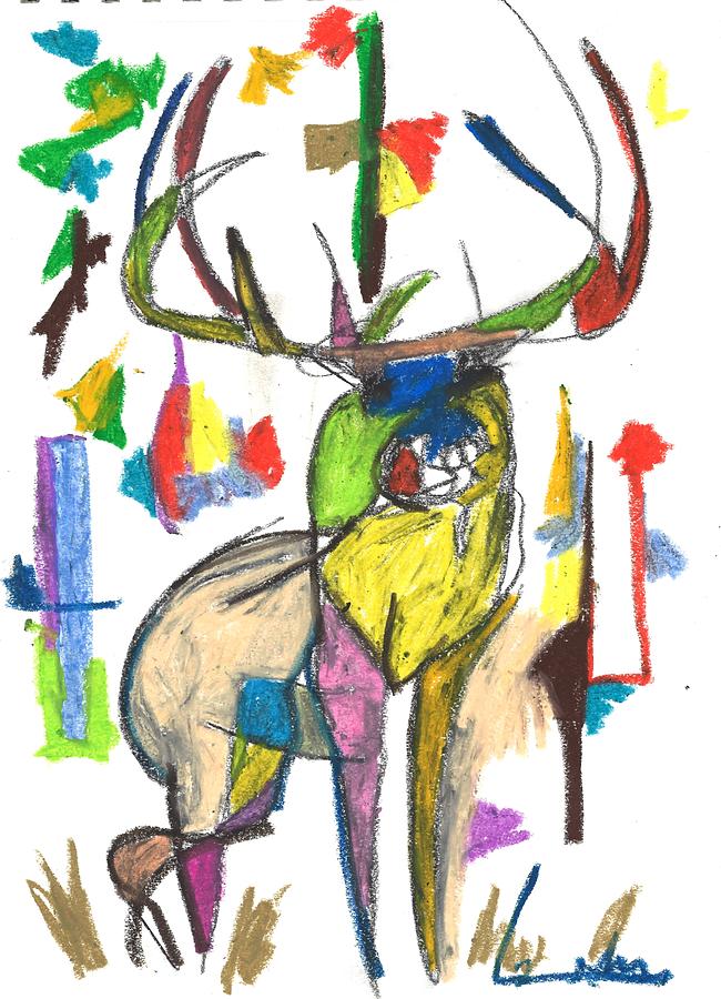 650x900 Colored Elk Drawing