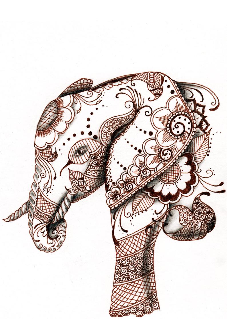 794x1112 Elephant Original Ink And Charcoal Drawing Etsy