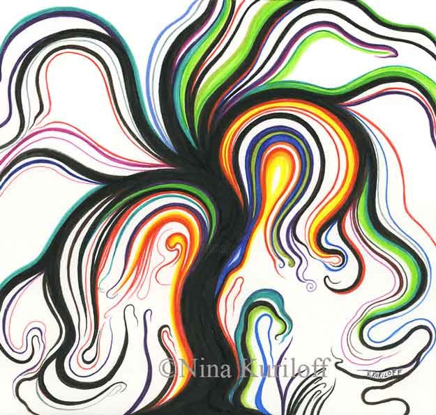 625x596 Rainbow Tree Drawing