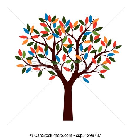 450x470 Beautiful Tree With Color Leaves Vector Illustration