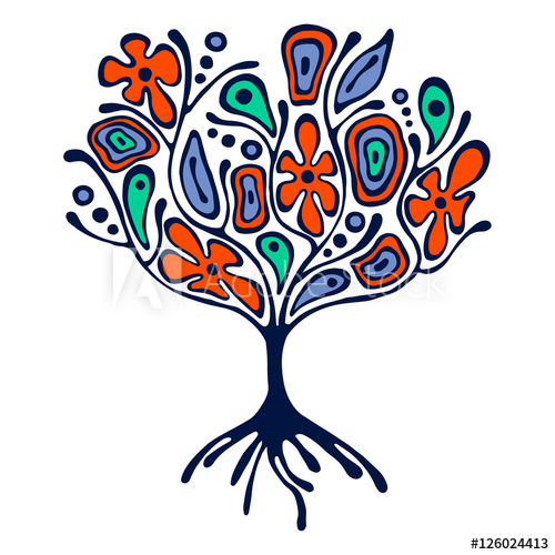 500x500 Vector Hand Drawn Illustration, Decorative Ornamental Stylized