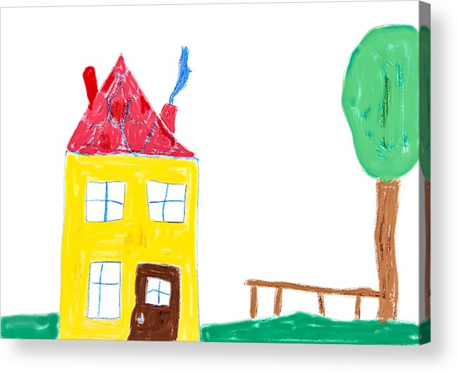 651x530 Childs Drawing, Colorful House And Tree Acrylic Print