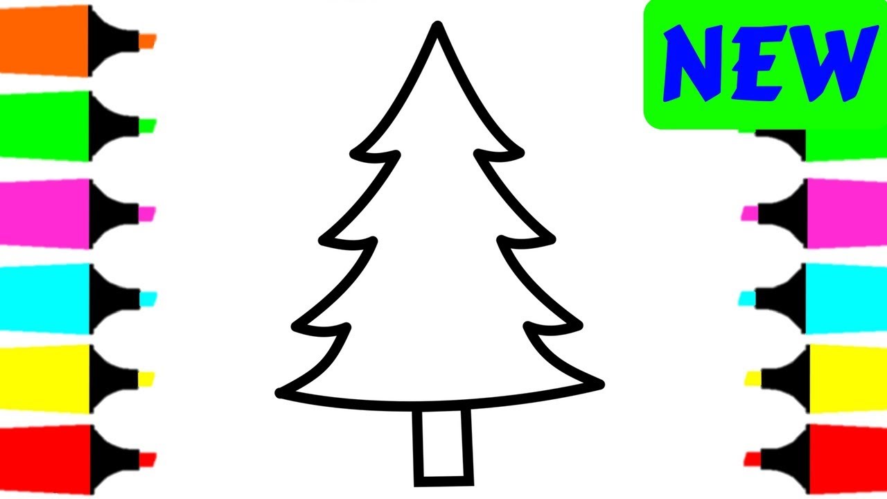 1280x720 Christmas Tree Coloring Pages For Kids Painting And Drawing Color
