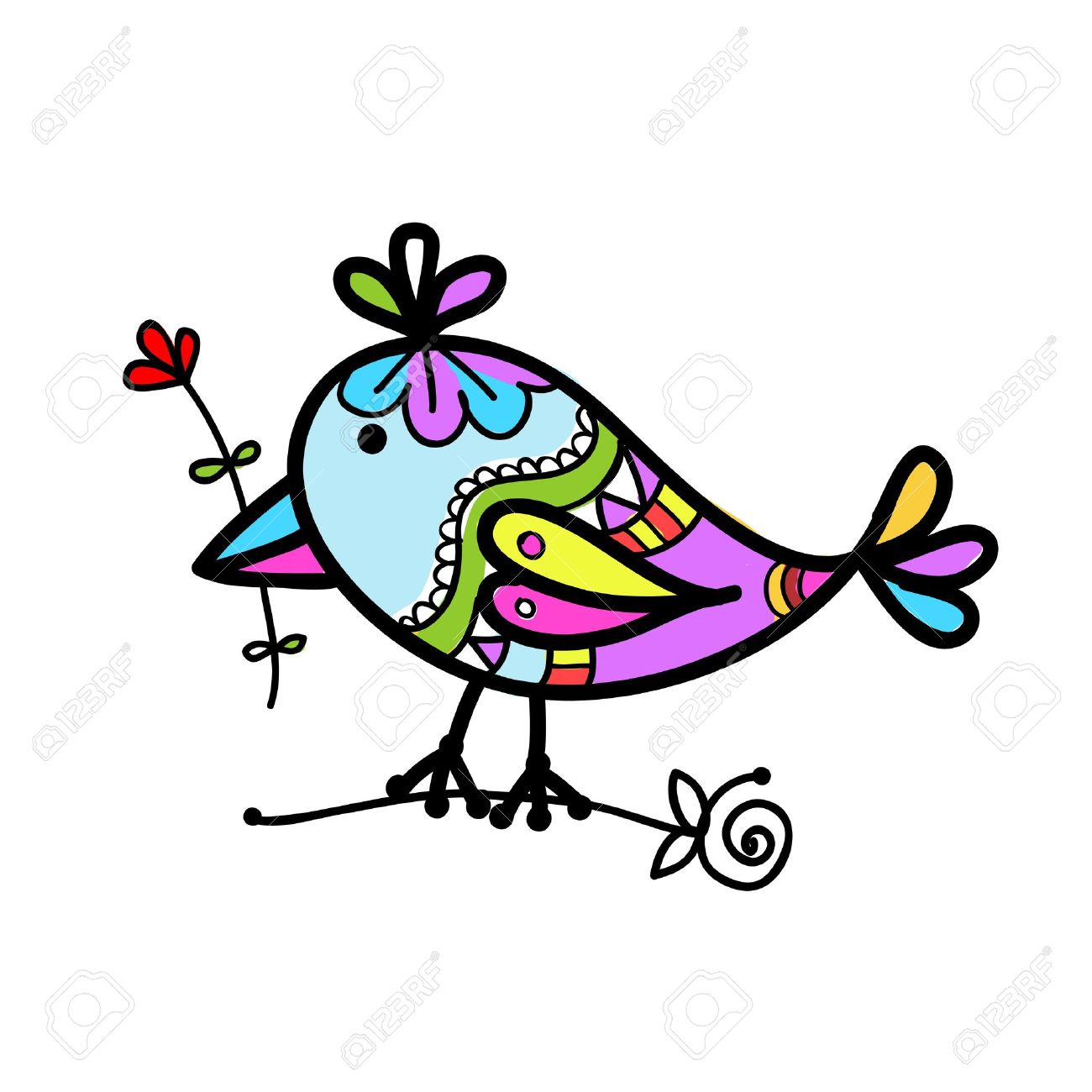 1300x1300 Colorful Bird Clipart