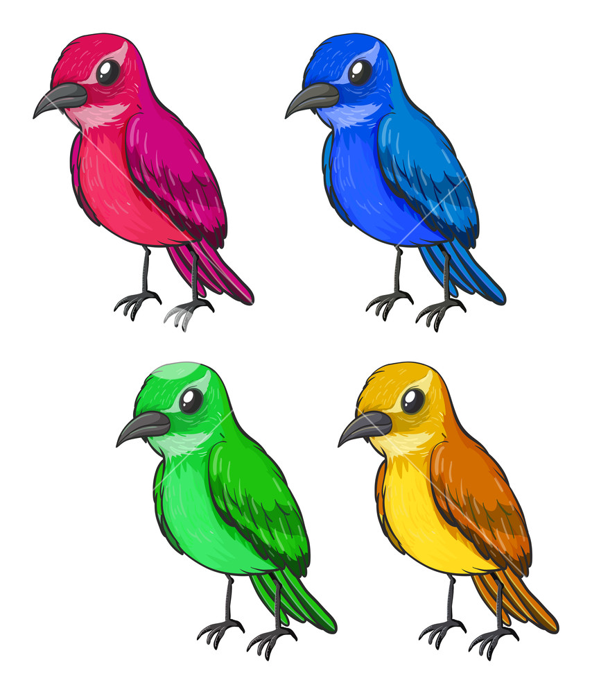 854x1000 Illustration Of A Set Of Colorful Birds Royalty Free Stock Image