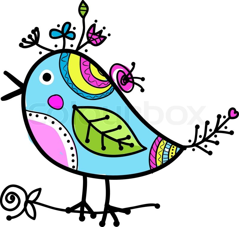800x759 Sketch Of Funny Colorful Bird For Your Stock Vector Colourbox