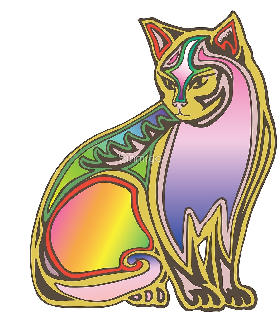 889x1000 Tropical And Colorful Drawing Of A Cat For Catlovers