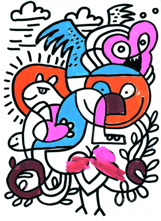 654x900 Weird Monsters Doodle Colorful Drawing Digital Art