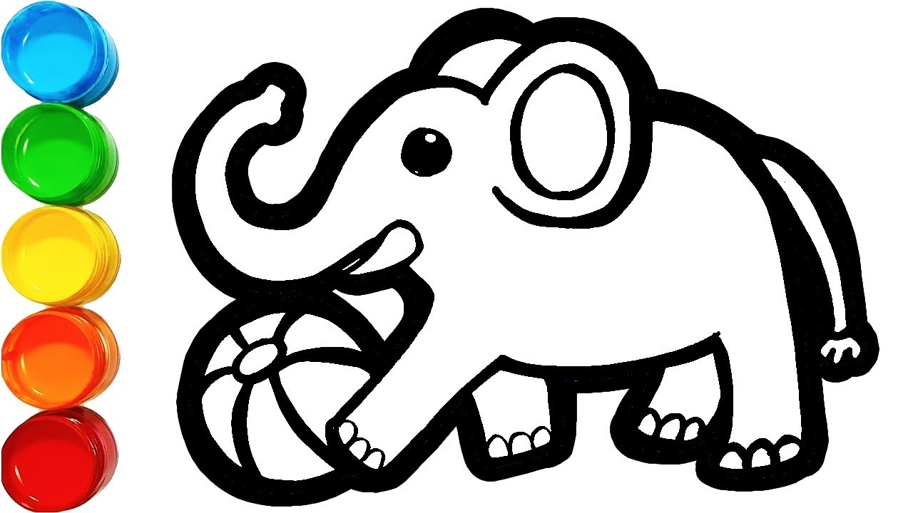 1280x720 How To Draw Elephant Beach Ball Elephant Coloring And Drawing