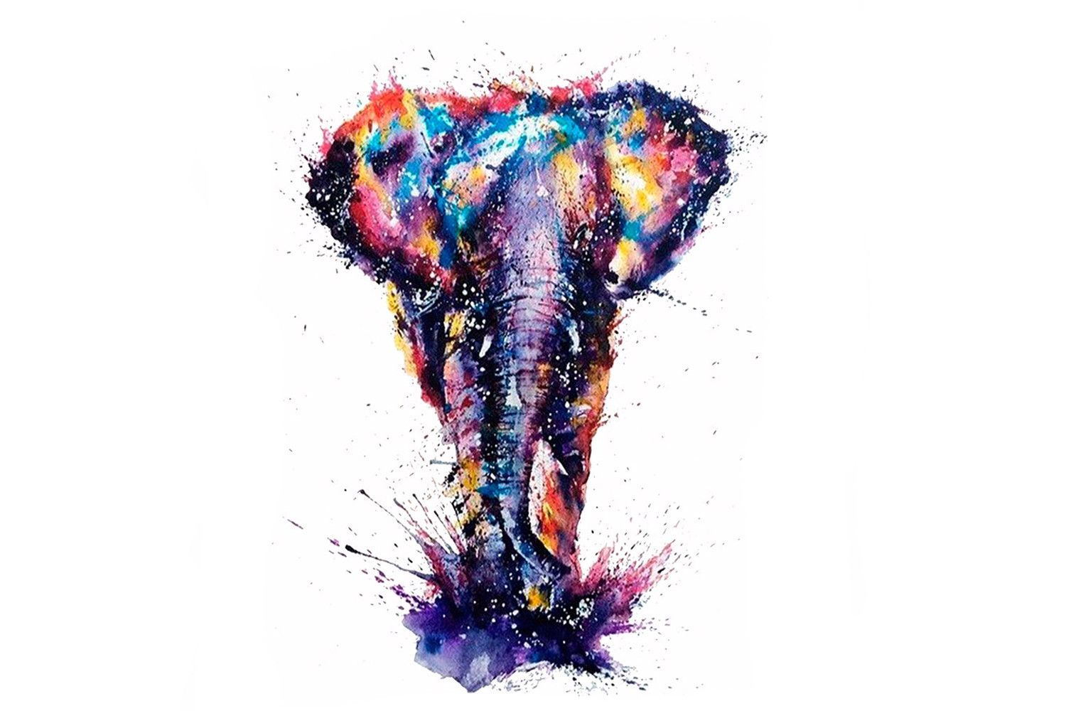 1500x1000 watercolor elephant tattoo in watercolor painting