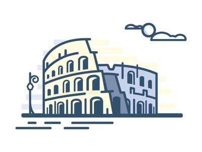 400x300 colosseum in illustration design, icon design, art logo
