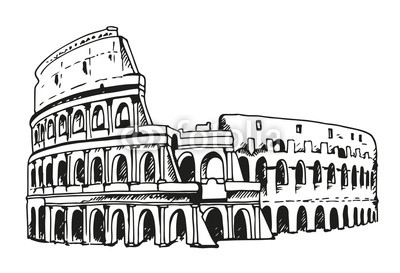 400x273 drawing of coliseum, colosseum illustration in rome, italy buy
