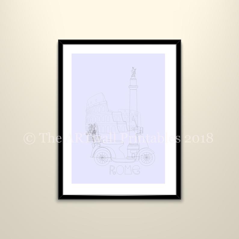 794x794 rome travel print bike print minimalist print modern print etsy