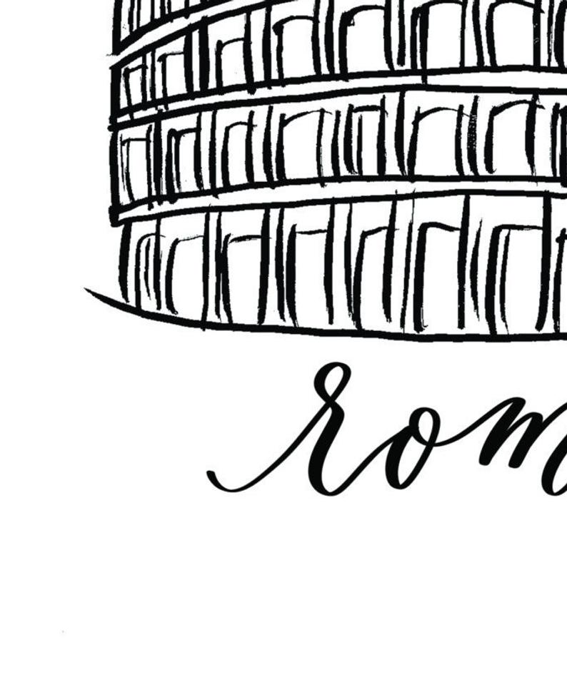 794x963 Rome City Art Colosseum Print Calligraphy Print Art Print Etsy