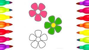 300x169 useful picture of flowers to colour vase drawing for kids