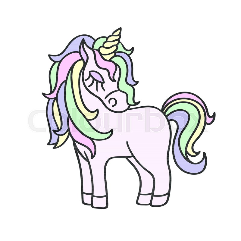 800x800 Hand Drawing Pink Unicorn With Yellow Stock Vector Colourbox
