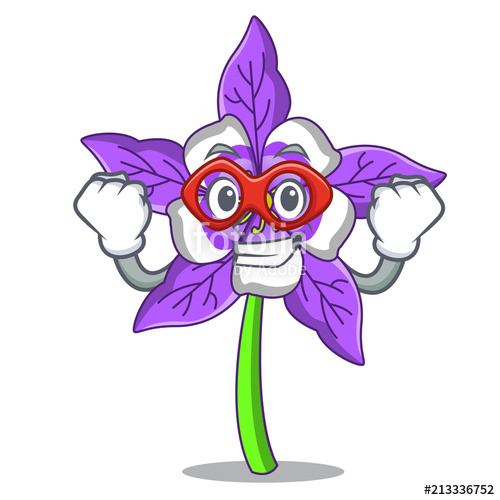 500x500 super hero columbine flower character cartoon stock image