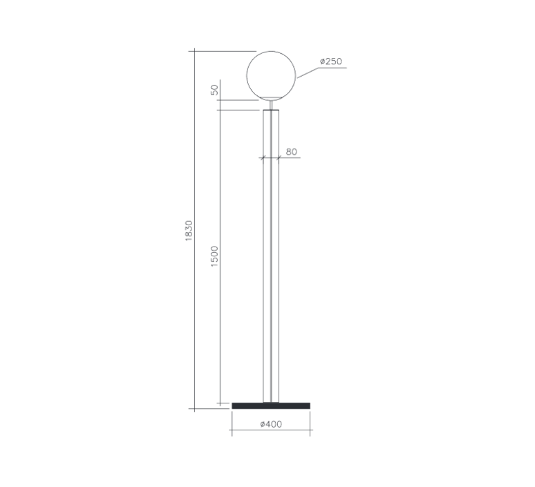 774x705 Floor Light, Column, Brass, Black