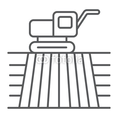 400x400 Combine Harvester On Field Thin Line Icon, Farming And Agriculture