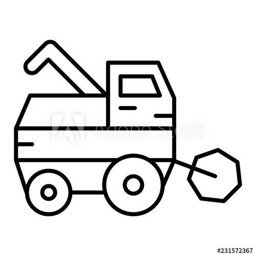 500x500 Combine Harvester Thin Line Icon Gathering Harvest Vector